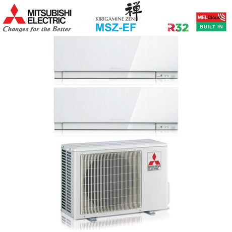 Mitsubishi Electric Dual Split Inverter Air Conditioner KIRIGAMINE ZEN WHITE MSZ-EF 18+18 series with MXZ-3F54VF R-32 Integrated Wi-Fi White Color 18000+18000