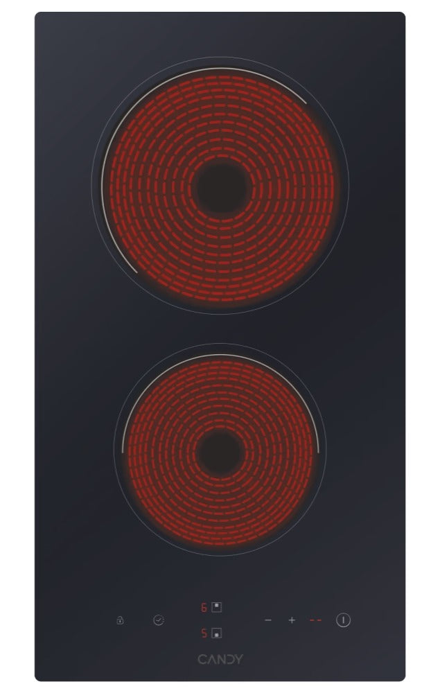 candy piano cottura elettrico candy cdh30 2 fuochi l289xp52 vetroceramica nero ean 8059019030654