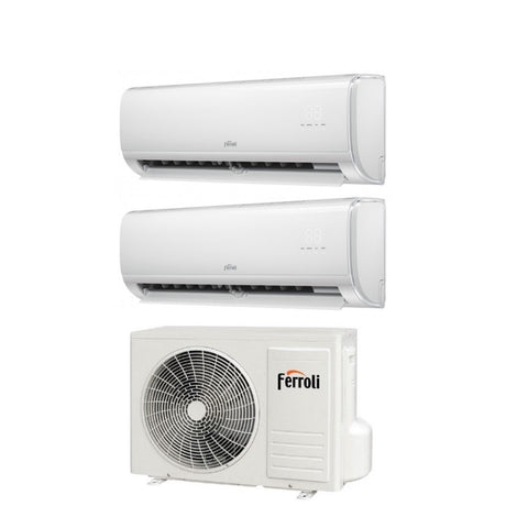 climatizzatore condizionatore ferroli dual split inverter serie giada m 12_18 con 27 3 r 32 wi fi integrato 12000_18000