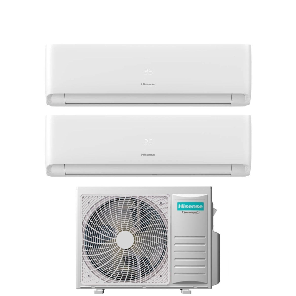 Climatizzatore Condizionatore Hisense Dual Split Inverter serie ECOSENSE 12+12 con 3AMW62U4RJC R-32 Wi-Fi Integrato 12000+12000