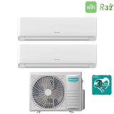 Climatizzatore Condizionatore Hisense Dual Split Inverter serie ECOSENSE 12+12 con 3AMW62U4RJC R-32 Wi-Fi Integrato 12000+12000