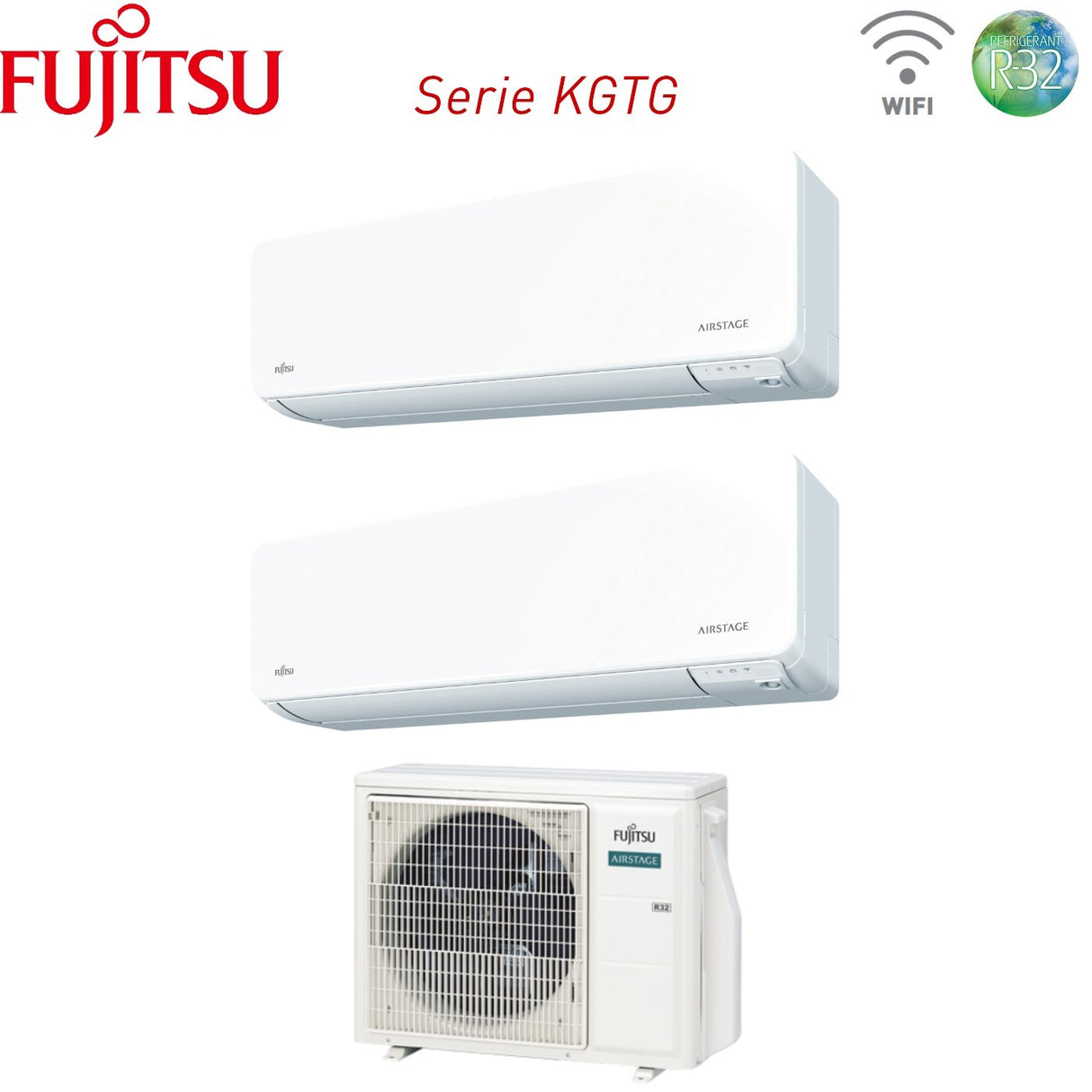 climatizzatore condizionatore fujitsu dual split inverter serie kg 9_9 con aoyg14kbta2 r 32 wi fi integrato 9000_9000