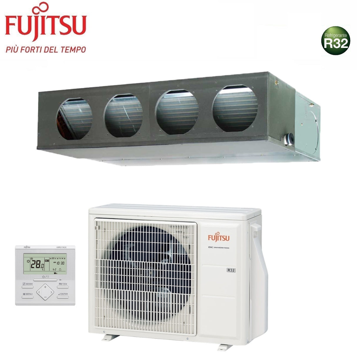 Climatizzatore Condizionatore Fujitsu Canalizzato Canalizzabile serie KM ECO 24000 Btu ARXG24KMLA R-32 Wi-Fi Optional con Filocomando Incluso di Serie