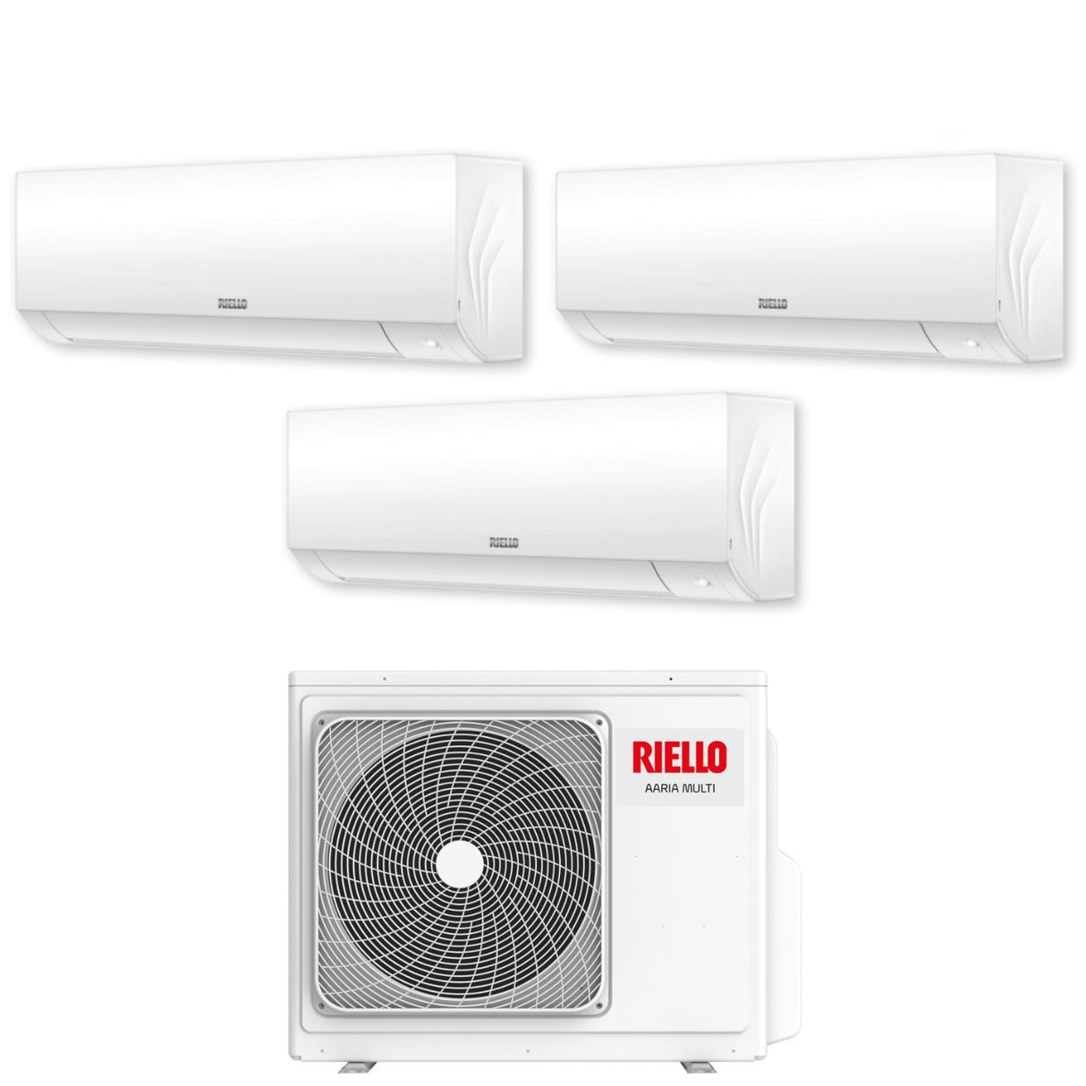 Riello Trial Split Inverter Air Conditioning Aaria Plus 9+9+12 series with Aaria Multi 370 P R-32 Wi-Fi Optional 9000+9000+12000