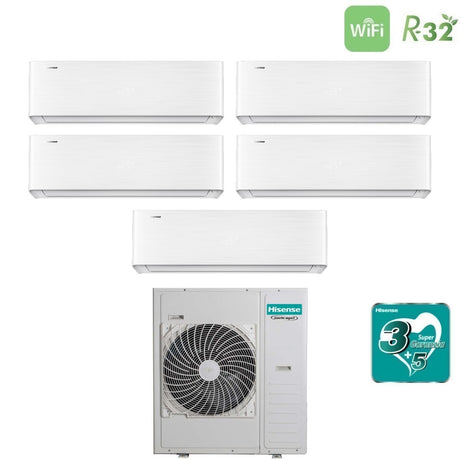 Climatizzatore Condizionatore Hisense Penta Split Inverter serie ENERGY PRO X 9+9+9+9+12 con 5AMW125U4RTA R-32 Wi-Fi Integrato 9000+9000+9000+9000+12000