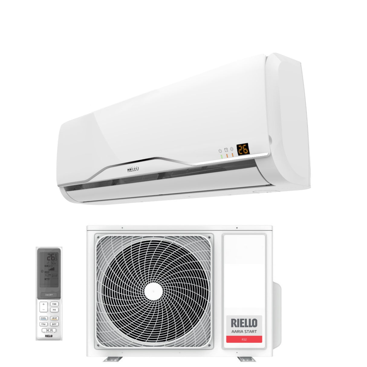 Climatizzatore Condizionatore Riello Inverter serie AARIA START 9000 Btu AMW 25 ST R-32 Wi-Fi Optional