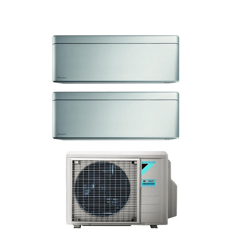 climatizzatore condizionatore daikin bluevolution dual split inverter serie stylish total silver 9_12 con 2mxm40m n r 32 wi fi integrato 9000_12000 colore grigio garanzia italiana