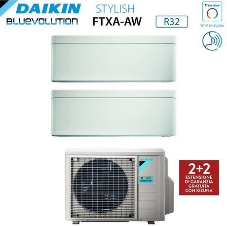 climatizzatore condizionatore daikin bluevolution dual split inverter serie stylish white 9_12 con 3mxm52n r 32 wi fi integrato 9000_12000 colore bianco garanzia italiana