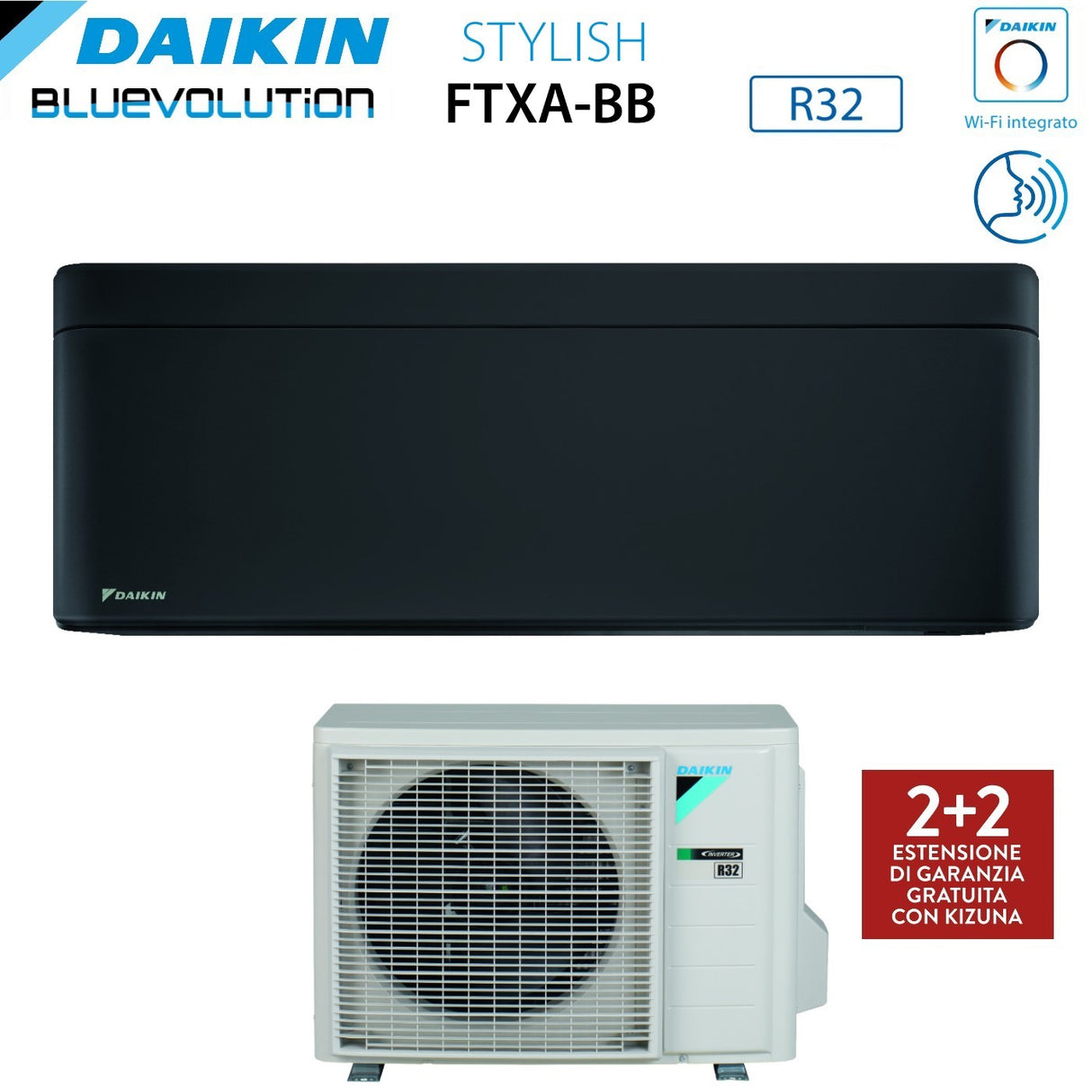 climatizzatore condizionatore daikin bluevolution inverter serie stylish total black 15000 btu ftxa42bb r 32 wi fi integrato classe a__ nero novita 2020