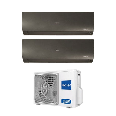 climatizzatore condizionatore haier dual split inverter serie flexis plus black 7_12 con 2u50s2sm1fa r 32 wi fi integrato colore nero 7000_12000