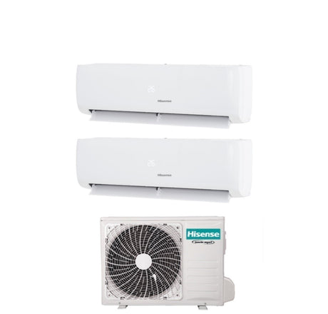 climatizzatore condizionatore hisense dual split inverter serie iq plus 9+12 con 2amw42u4rgc r 32 wi fi integrato 9000+12000