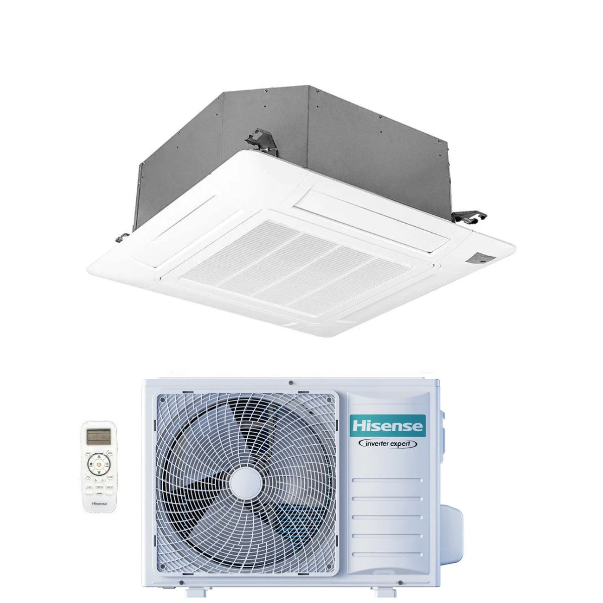 climatizzatore condizionatore hisense inverter a cassetta serie turbo 12000 btu act35ur4rcc8 _ auw35u4rs8 r 32 wi fi optional classe a__ a_ con telecomando e pannello incluso