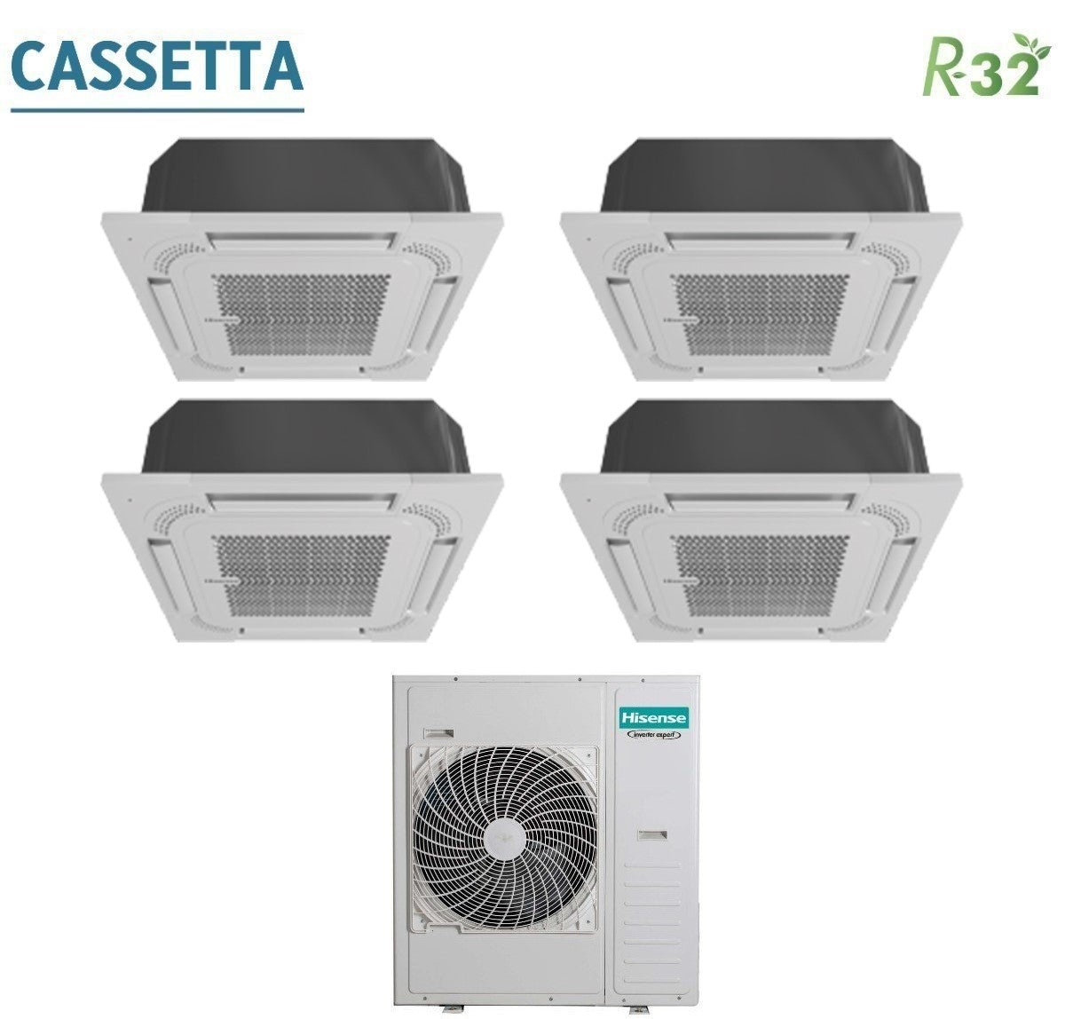 climatizzatore condizionatore hisense quadri split a cassetta 9_9_9_9 con 5amw125u4rta r 32 9000_9000_9000_9000 con telecomando di serie e pannello incluso