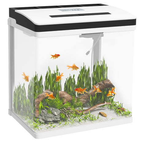 easycomfort easycomfort acquario 28l a illuminazione led con fori di ventilazione e pompa in vetro e abs 38x26x38cm