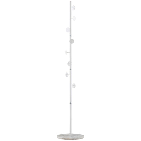 easycomfort easycomfort albero appendiabiti in acciaio con 8 ganci e base rotonda in marmo 35x35x170 cm bianco