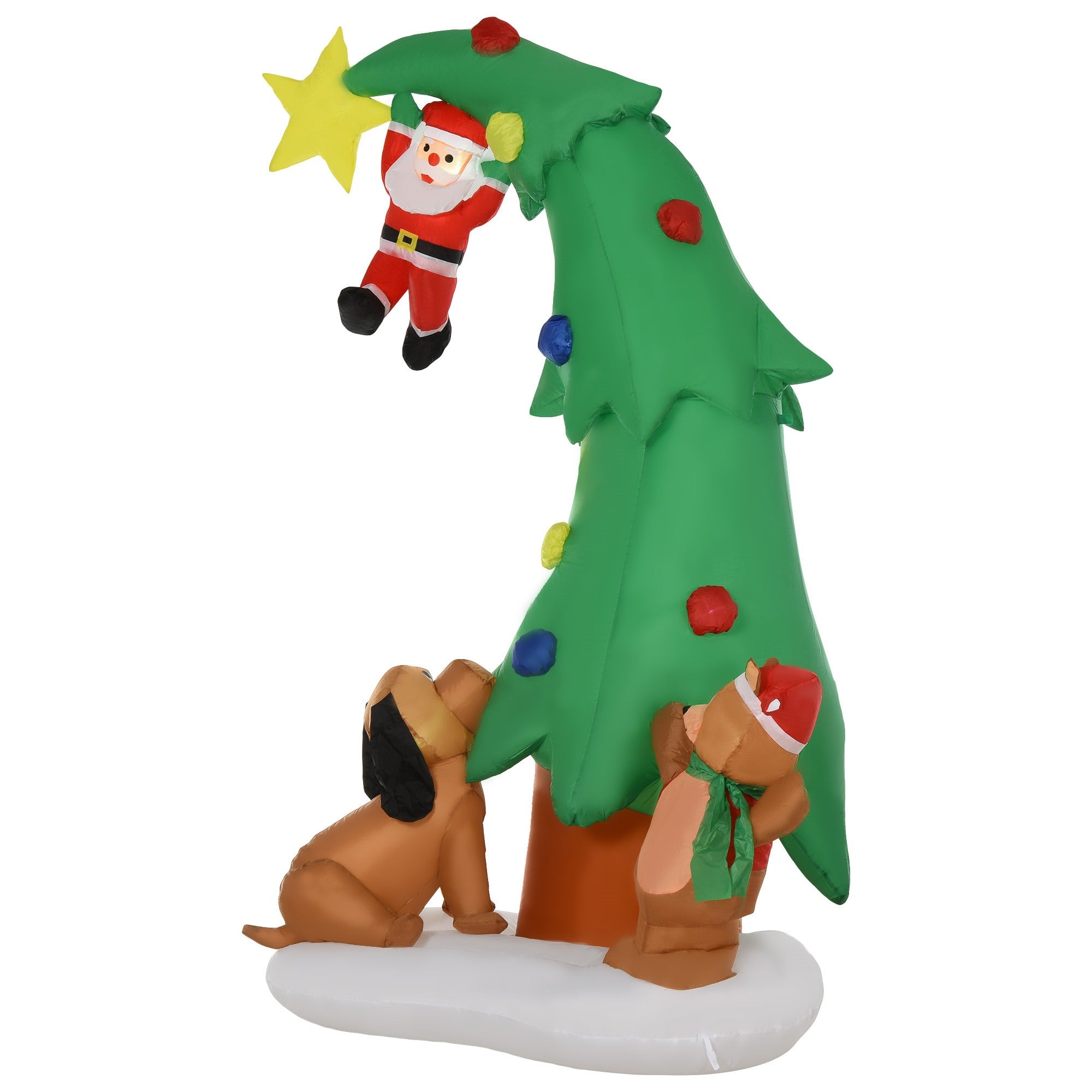 Albero Di Natale Gonfiabile Gigante HOMCOM 243 Cm - Con Luci LED, Babbo Natale, Pinguino E Pupazzo Di Neve - Decorazione Esterna Impermeabile IP44