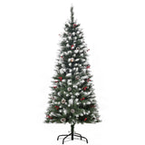 easycomfort easycomfort albero di natale innevato artificiale 150cm con bacche rosse e pigne bianche base rimovibile pieghevole 408 rami