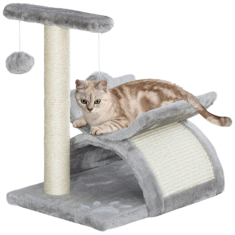easycomfort easycomfort albero tiragraffi per gatti in peluche con palo in sisal cuccia e 2 palline 40x30x43cm grigio