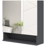 easycomfort easycomfort armadietto con specchiera bagno a 2 ante e mensole regolabili in legno 55x17x55cm grigio