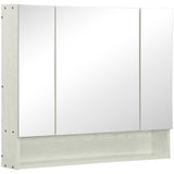 easycomfort easycomfort armadietto con specchio a 4 sezioni con ripiani regolabili specchiera bagno in legno e vetro 90x15x75 cm bianco