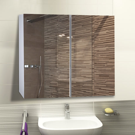 easycomfort easycomfort armadietto pensile da bagno con specchiera e 3 ripiani in mdf bianco 80 x 60 x 15cm ean 8054111844000