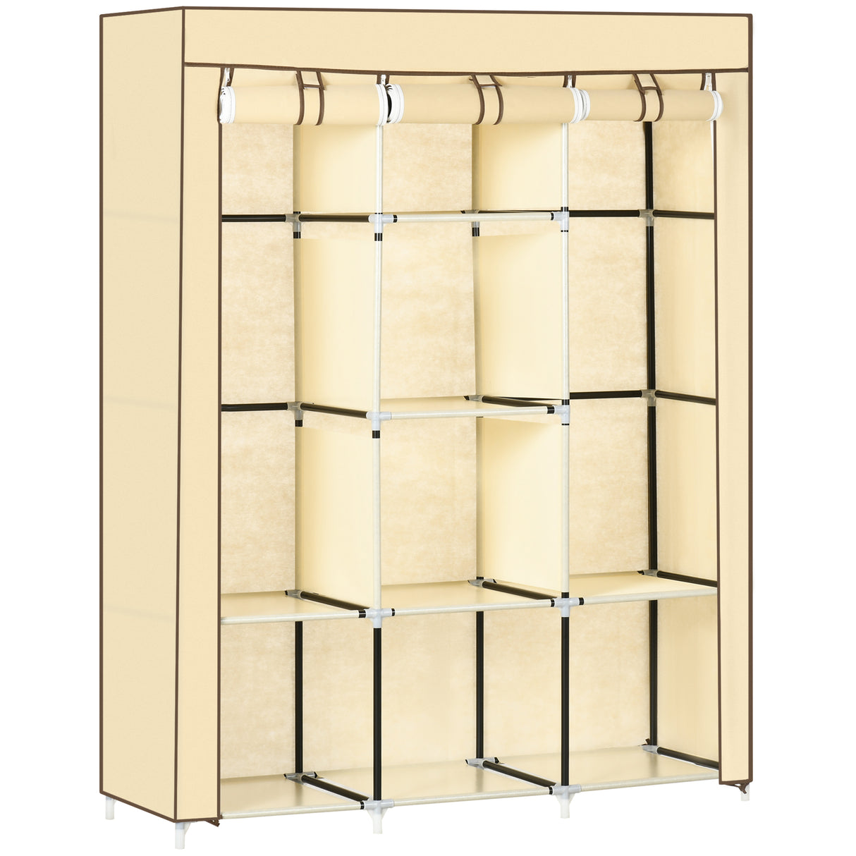 immagine-1-easycomfort-easycomfort-armadio-in-tessuto-con-8-ripiani-e-2-barre-con-porta-avvolgibile-125x46x162-5cm-beige