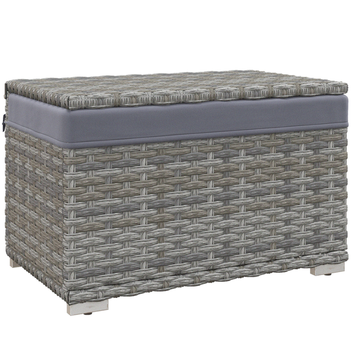 easycomfort easycomfort baule da giardino in rattan pe con rivestimento interno in tessuto impermeabile 76x45x48 cm grigio
