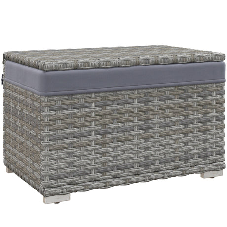 easycomfort easycomfort baule da giardino in rattan pe con rivestimento interno in tessuto impermeabile 76x45x48 cm grigio