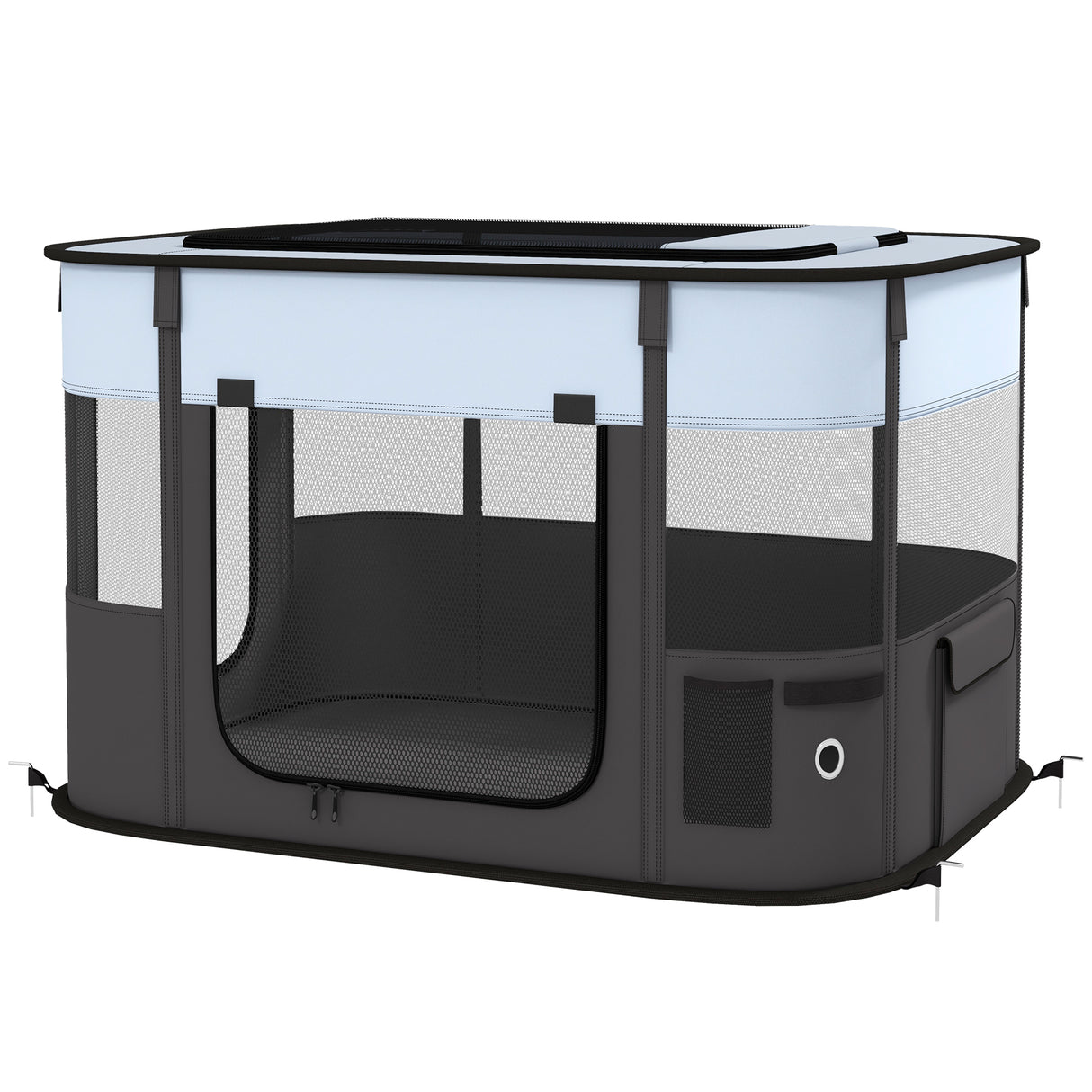 easycomfort easycomfort box per animali con 7 finestre 3 porte e 2 borse portaoggetti in poliestere e acciaio 84x64x53 cm