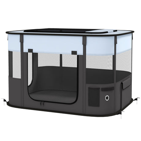 easycomfort easycomfort box per animali con 7 finestre 3 porte e 2 borse portaoggetti in poliestere e acciaio 84x64x53 cm