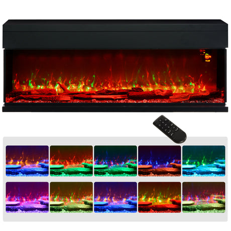 easycomfort easycomfort camino elettrico da incasso e parete 1800w con fiamme colorate led regolabili temperatura fino 40c nero