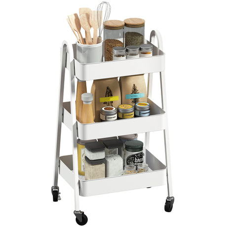 easycomfort easycomfort carrello cucina multiuso a 3 livelli ruote girevoli con freno e maniglie bianco