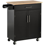 easycomfort easycomfort carrello da cucina con cassetto e armadietto 2 ante ruote e barra laterale 83x45x91 5cm nero