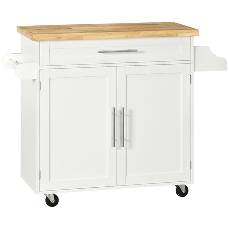 easycomfort easycomfort carrello da cucina con cassetto portaspezie armadietto e 4 ruote 109x40x89cm bianco