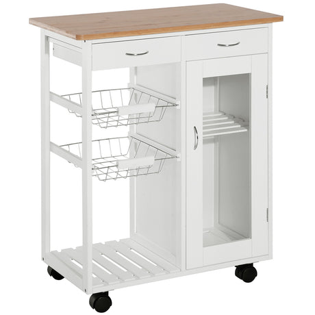 easycomfort easycomfort carrello da cucina con ruote cassetti e 2 cesti mobile da cucina salvaspazio in legno di pino bianco 70 x 37 x 85cm ean 8054144137285