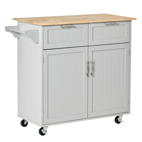 easycomfort easycomfort carrello da cucina multiuso in legno con 2 cassetti armadietto e 4 ruote 104x46x91cm grigio