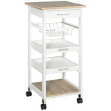 easycomfort easycomfort carrello da cucina salvaspazio in legno di pino e mdf carrello portaoggetti con cassetto cestello 2 vassoi e 4 ruote universale 37x37x82cm bianco ean 8054111844161