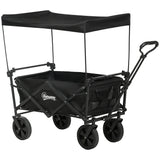 easycomfort easycomfort carrello da giardino 110l con maniglia telescopica e tettuccio in acciaio e tessuto oxford nero