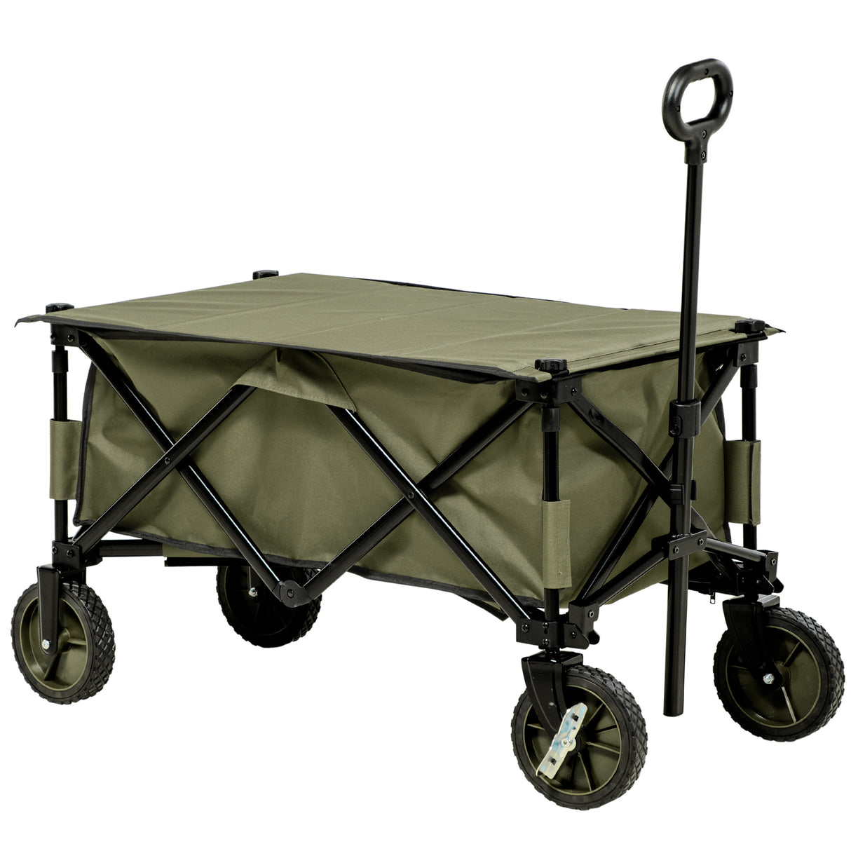 easycomfort easycomfort carrello da giardino 125l pieghevole con maniglia e 5 sacche 108x55x93 cm verde