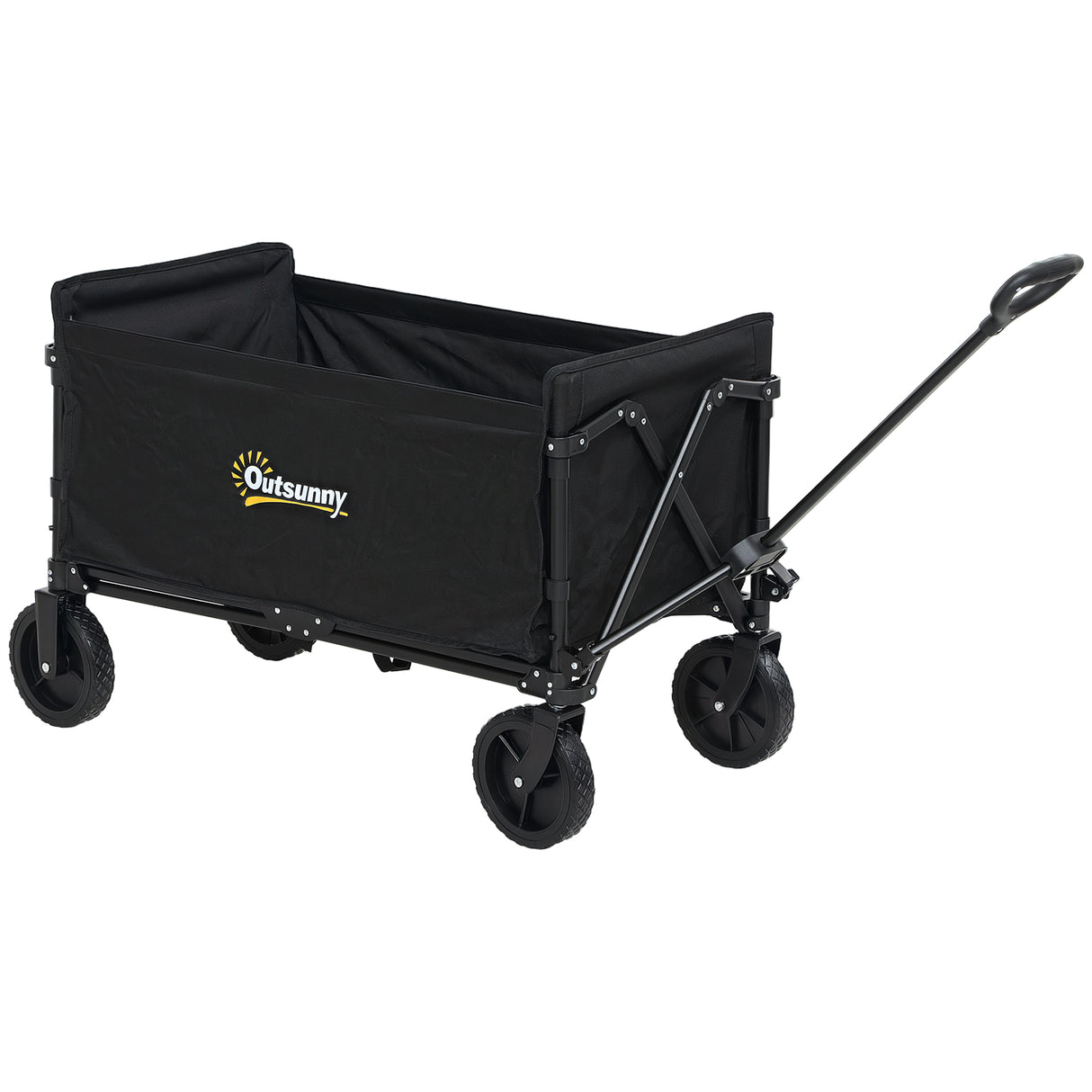 easycomfort easycomfort carrello da giardino da 120l pieghevole con pannello apribile in acciaio e poliestere 90x48x62 cm nero