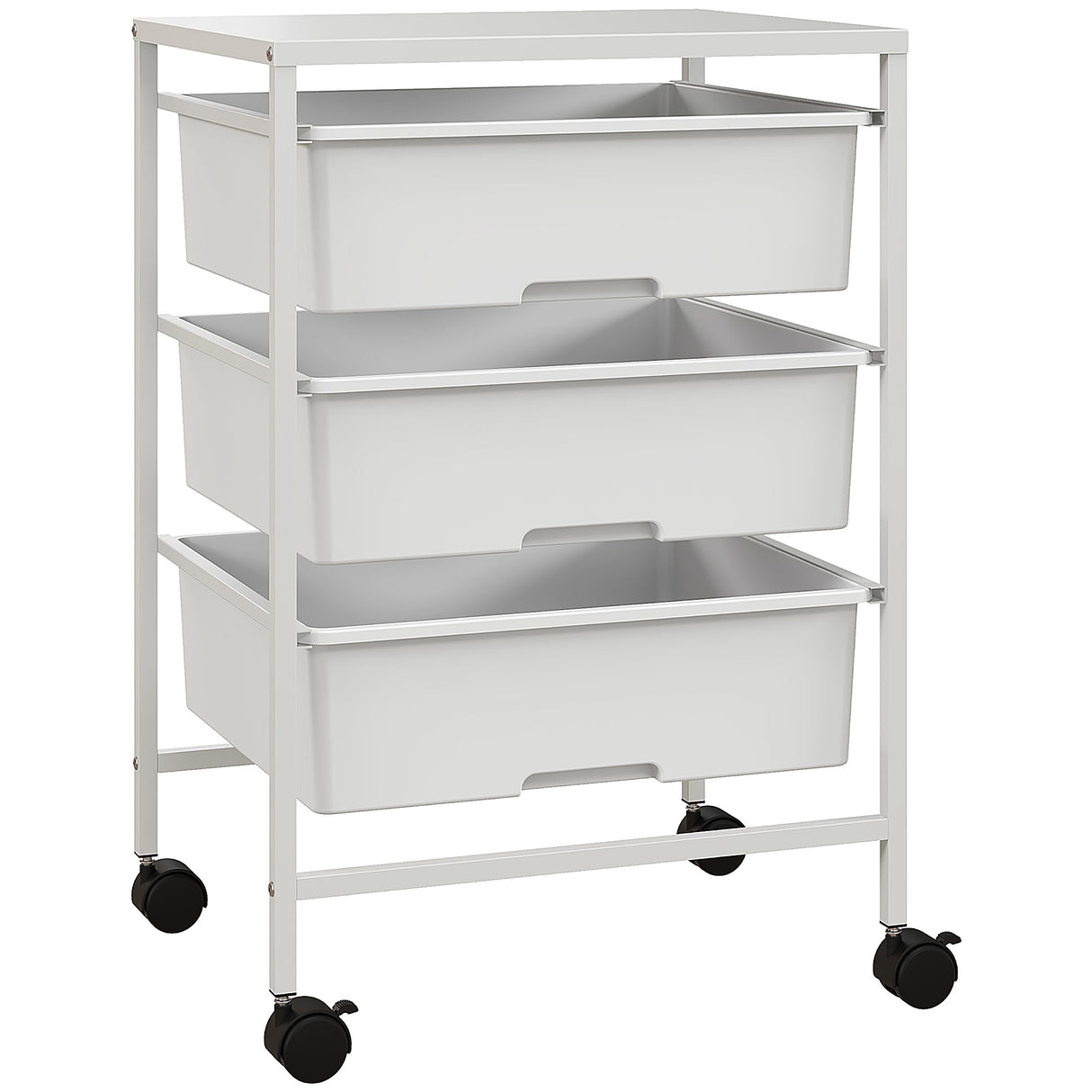 easycomfort easycomfort carrello multiuso con 3 cestini estraibili e ruote per cucina e ufficio in acciaio e pp bianco