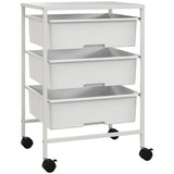 easycomfort easycomfort carrello multiuso con 3 cestini estraibili e ruote per cucina e ufficio in acciaio e pp bianco