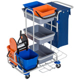 easycomfort easycomfort carrello per pulizie professionale multiuso con 4 secchi rotelle borsa di tela 118 73 103cm ean 8055776915579