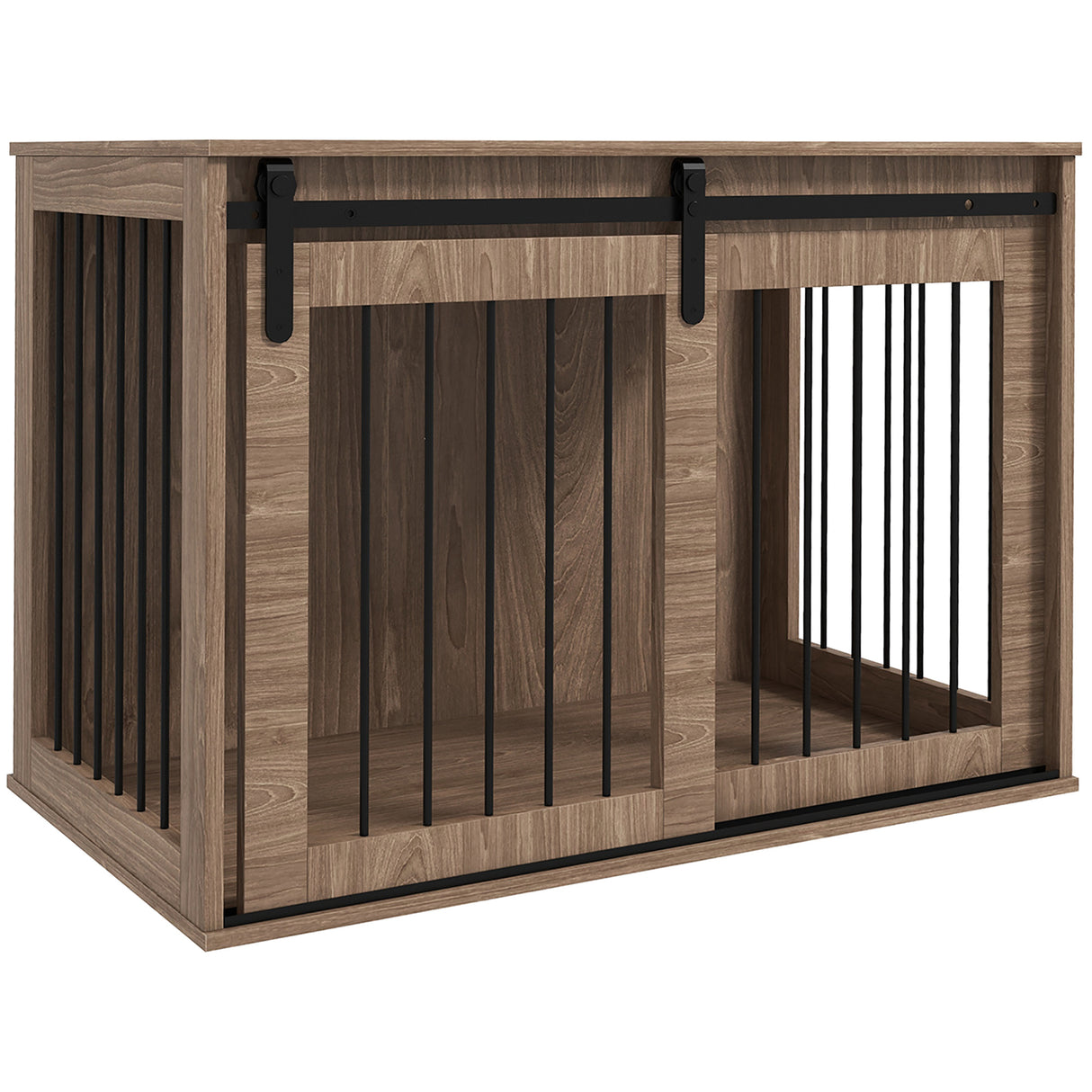 easycomfort easycomfort casetta per cani grandi con porta scorrevole per interno in legno 98x58x61cm marrone