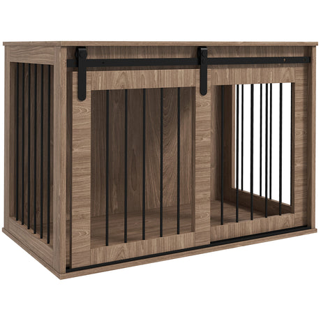 easycomfort easycomfort casetta per cani grandi con porta scorrevole per interno in legno 98x58x61cm marrone
