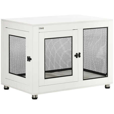 easycomfort easycomfort casetta per cani taglia grande con 2 porte bloccabili e cuscino lavabile 94x60x71 5 cm bianco