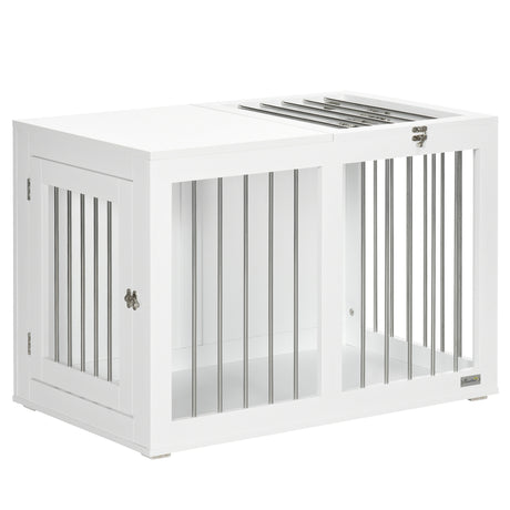 easycomfort easycomfort casetta per cani taglia media con 2 porte bloccabili gabbia in acciaio e mdf 80x50x56 5 cm bianco