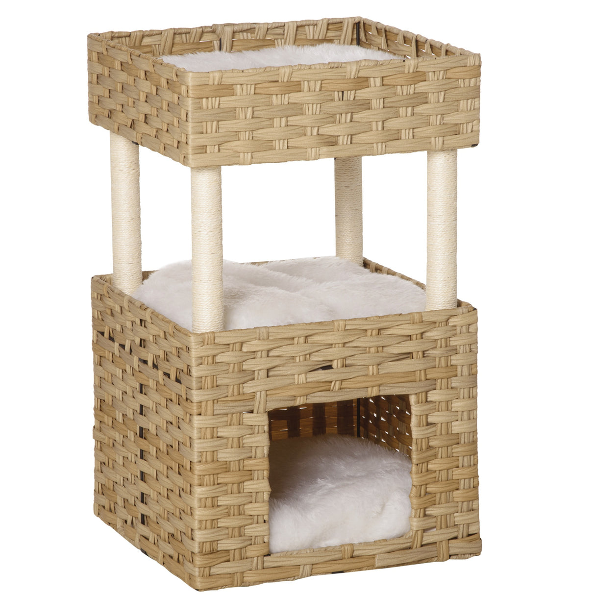 immagine-1-easycomfort-easycomfort-casetta-per-gatti-a-3-livelli-in-rattan-pe-con-cuscini-lavabili-in-peluche-40x40x70cm