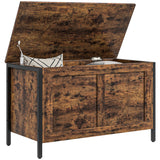 easycomfort easycomfort cassapanca in legno da 95l stile industriale con coperchio e cerniera di sicurezza 80x40x49cm marrone