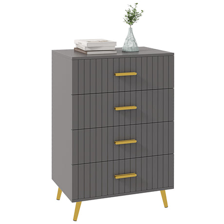 easycomfort easycomfort cassettiera 4 cassetti moderna in legno e alluminio 60x40x90 cm oro e grigio scuro
